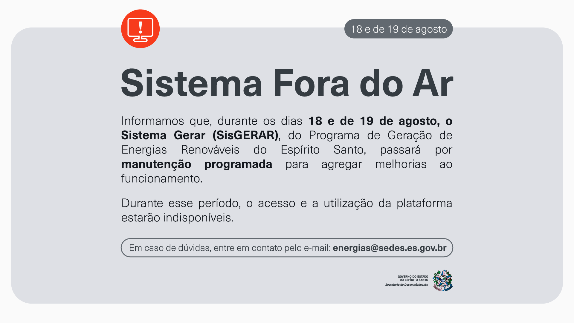 Aviso SisGERAR